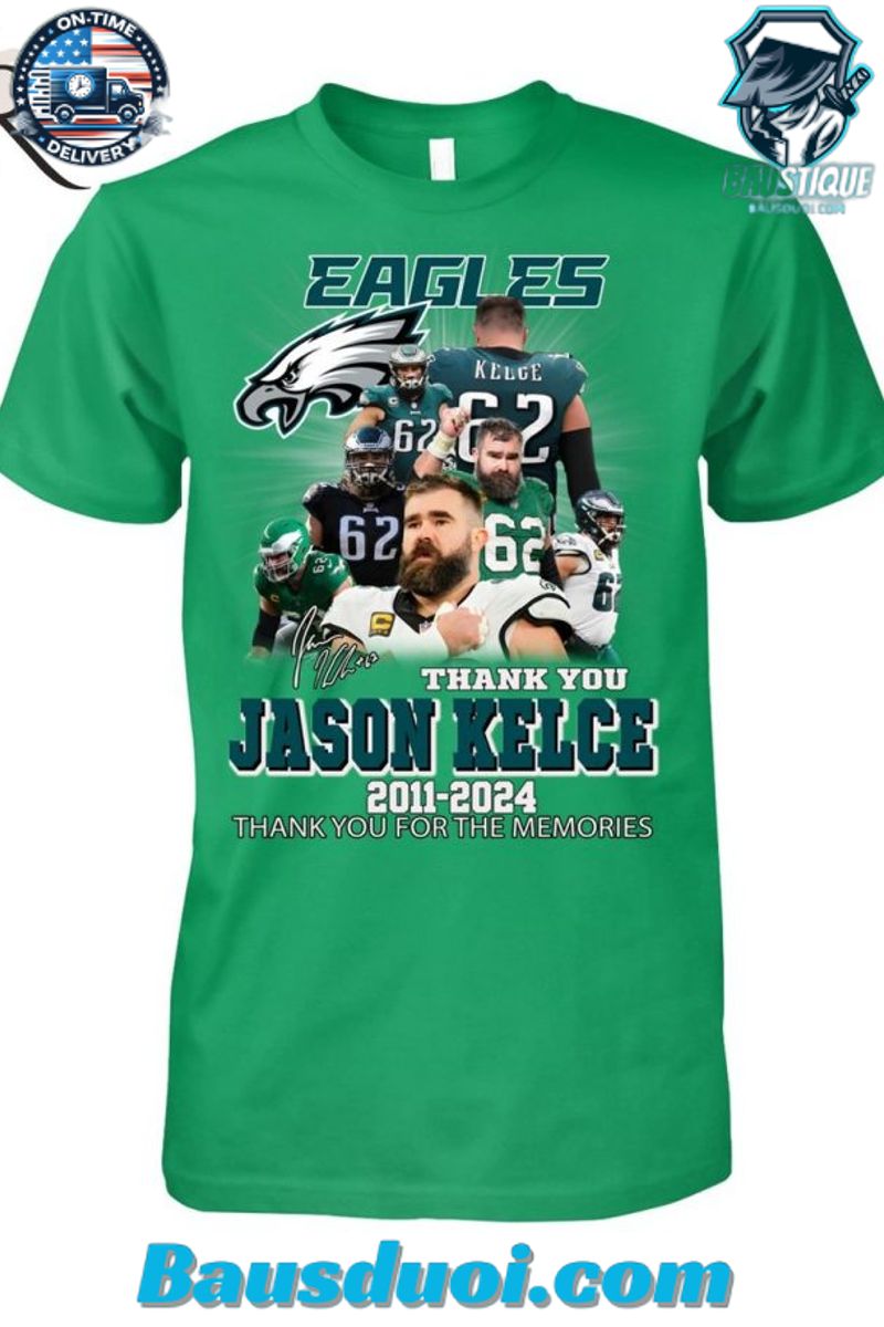 Jason Kelce Philadelphia Eagles 2011 â 2024 Thank You For The Memories T Shirt 1